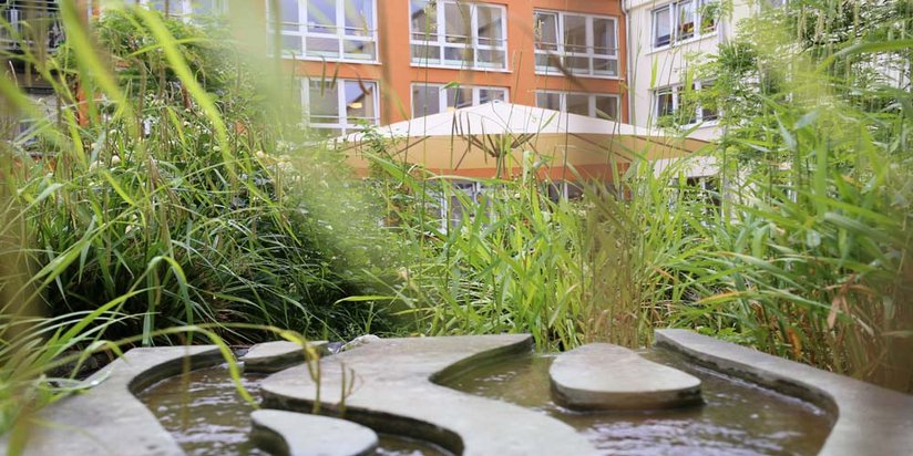 Wasserlauf im Garten des St. Vincenz-Altenzentrums.